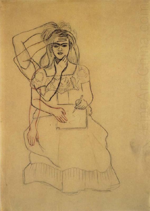 Self-Portrait Drawing, Frida Kahlo